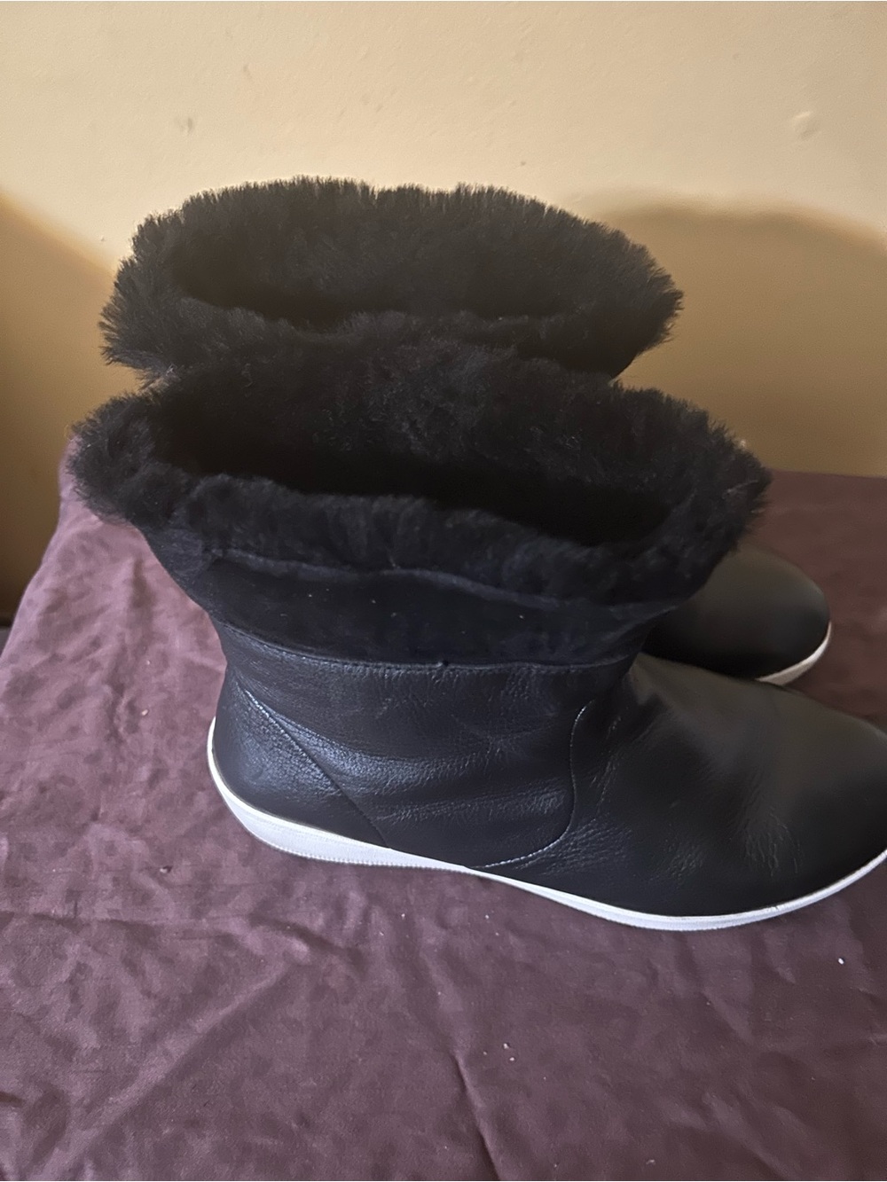 Women's Black Faux-Fur Ankle Boots